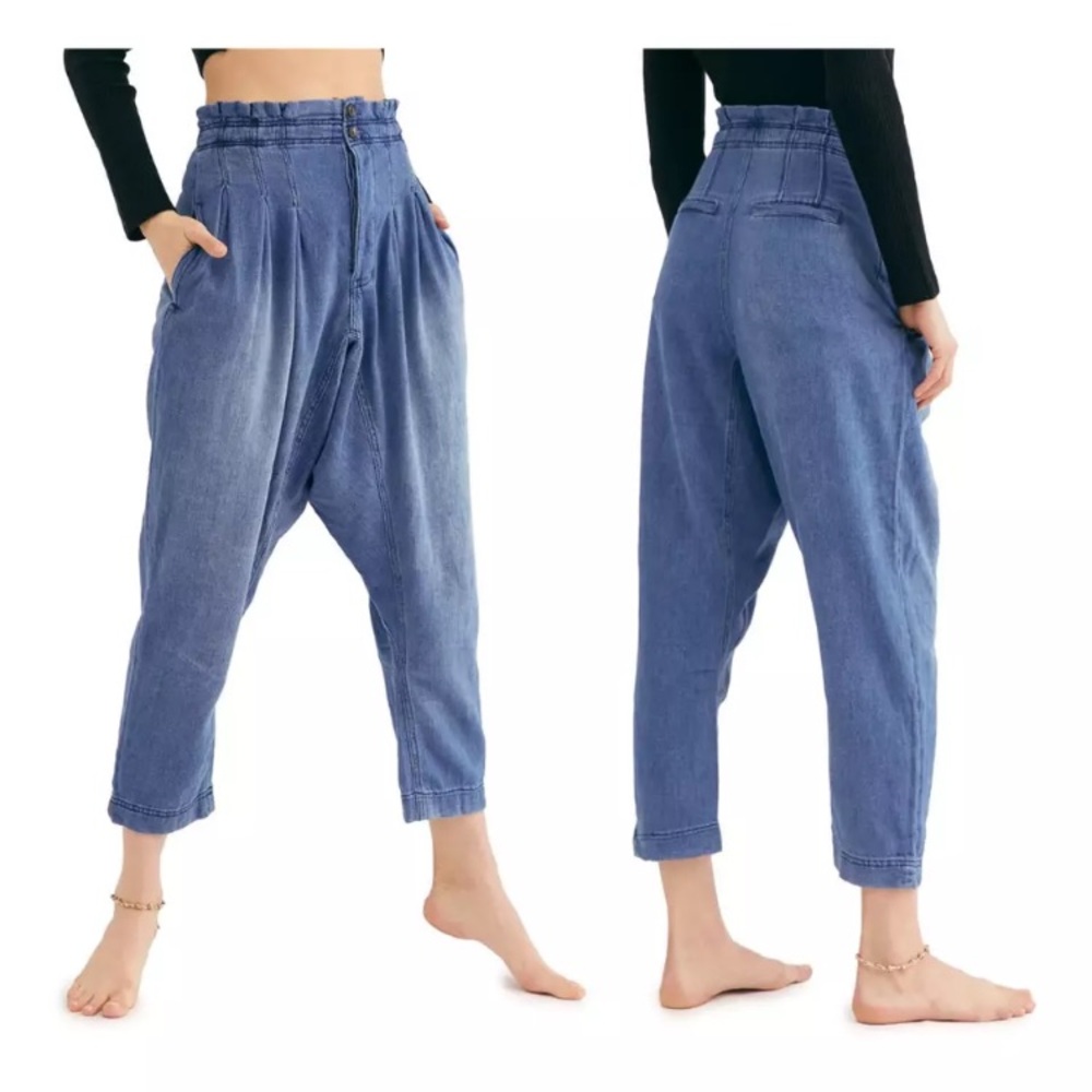 New NWT Free People Mover & Shaker Taper Crop Denim Pants Sz 2
